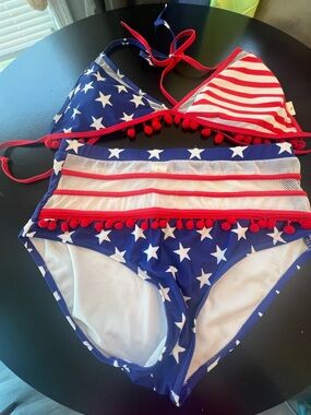 Girls' Stars & Stripes Two-Piece Swim Set - Red, White & Blue